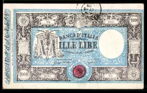 AK Italia, Geldschein über eintausend Lire