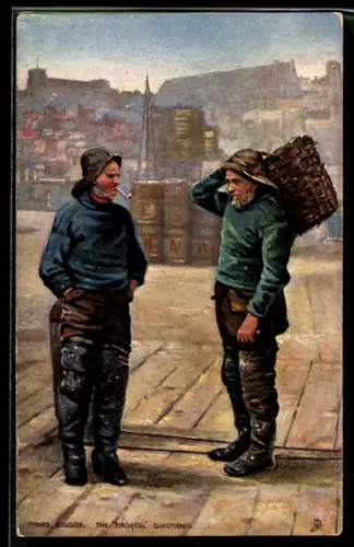 AK Zwei Fischer am Hafen