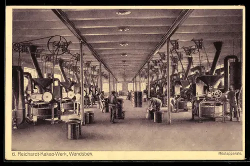 AK Hamburg-Wandsbek, 6. Reichard-Kakao-Werk, Blick auf die Röstapparate