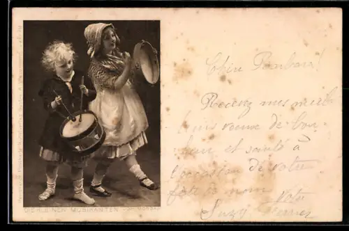 AK Kinder mit Trommel und Tamburin