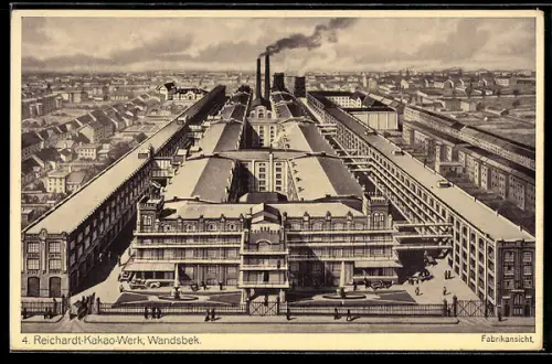 AK Hamburg-Wandsbek, Panorama Reichardt-Kakao-Werk