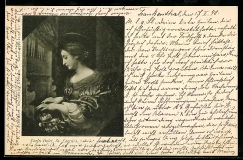 Künstler-AK sign. Carlo Dolci: Portrait der Schutzpatronin St. Caecilia