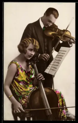 AK Duett mit Geige und Cello