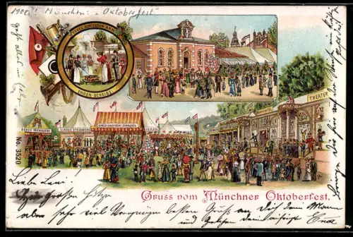 Lithographie Vogelschiessen auf dem Volksfest