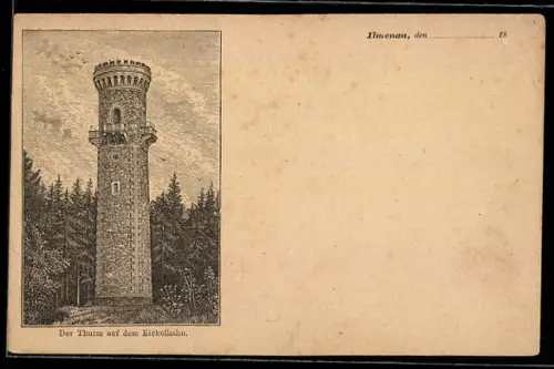 Lithographie Ganzsache PP F82 /02: Ilmenau, Der Thurm auf dem Kickelhahn
