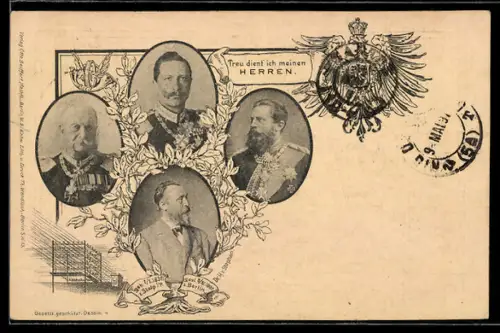 AK Generalpostdirektor Heinrich von Stephan und Friedrich Wilhelm III. von Preussen, Ganzsache