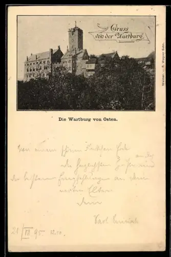 Vorläufer-AK Wartburg, 1895, Die Wartburg von Osten, Ganzsache
