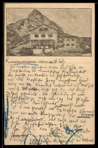 Vorläufer-Lithographie Ganzsache PP7 F47 /02: Wendelstein, 1890, Gasthof Touristenhaus Wendelstein