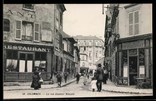 AK Colombes, la rue Casimir Vincent