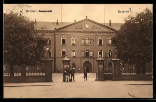 AK Bremen-Neustadt, Kaserne mit Soldaten
