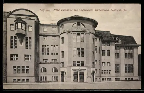 AK Leipzig, Neue Turnhalle des Allgemeinen Turnvereins in der Leplaystrasse