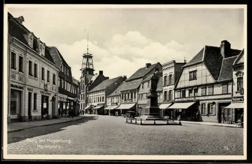 AK Burg bei Magdeburg, Strasse am Marktplatz mit Kaiser`s Kaffeegeschäft