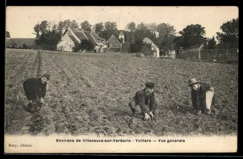 AK Yvilliers, Vue générale avec des personnes travaillant dans un champ