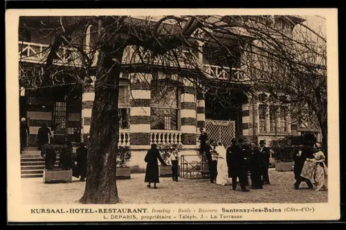 AK Santenay-les-Bains /Côte-d`Or, Kursaal-Hotel-Restaurant avec clients sur la terrasse