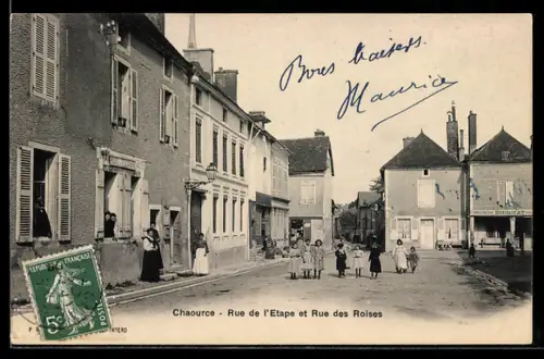 AK Chaource, Rue de l`Étape et Rue des Roises avec enfants jouant dans la rue