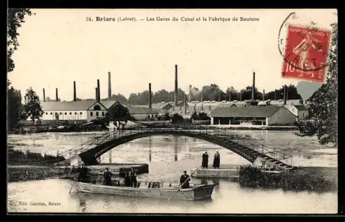 AK Briare /Loiret, Les Gares du Canal et la Fabrique de Boutons