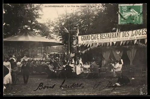 AK Saint-Germain, La Fête des Loges, Grand Café Restaurant des Loges animé