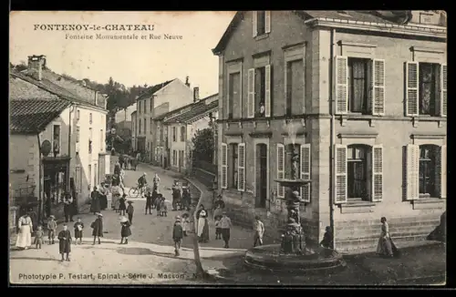 AK Fontenoy-le-Château, Fontaine Monumentale et Rue Neuve