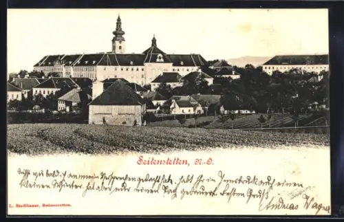 AK Seitenstetten /N.-Ö., Kloster mit Ortsansicht