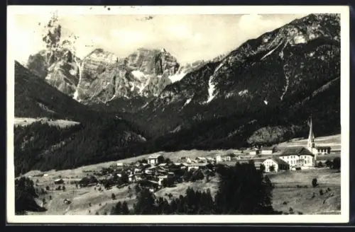 AK Telfes /Stubaital, Ort mit Kirche und Kalkkögel