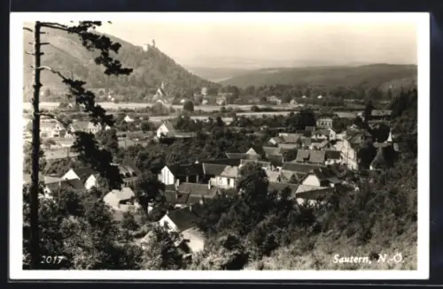 AK Pitten /N.-Ö., Sautern mit Kirche und Burg auf dem Hügel