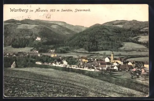 AK Wartberg im Mürztale, Ortspanorama mit Umgebung