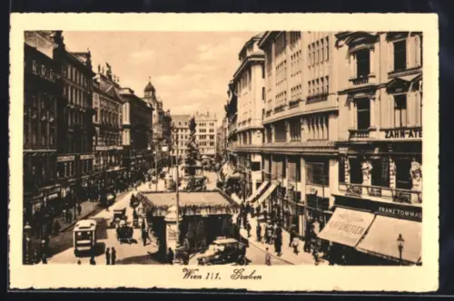 AK Wien, Graben, Pestsäule und Strassenszene
