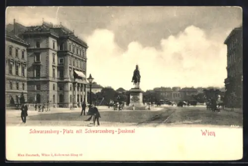 AK Wien, Schwarzenberg-Platz mit Schwarzenberg-Denkmal