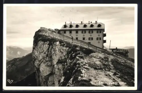 AK Schafberg /Salzkammergut, Berghaus auf Felsgrat