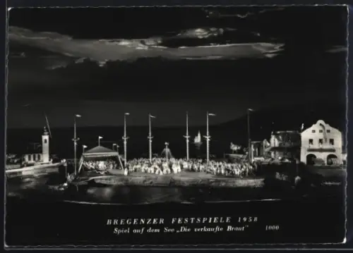 AK Bregenz, Bregenzer Festspiele 1958, Spiel auf dem See Die verkaufte Braut