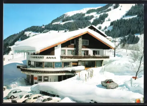 AK Mittelberg /Kleinwalsertal, Restaurant Anna, Walserstrasse 9, verschneite Winteransicht