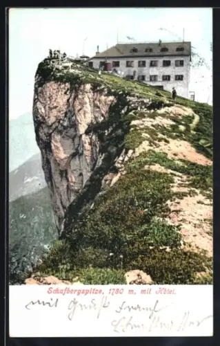 AK Schafberg, Schafbergspitze, Blick zum Hotel