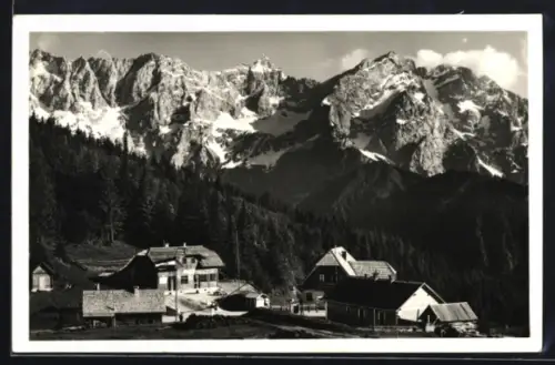 AK Bad Vellach /Kärnten, Reichsgrenze Seebergpass, Blick auf die Steiner Alpen