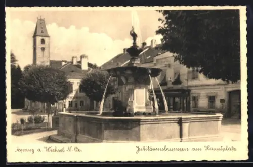 AK Aspang a. Wechsel, Jubiläumsbrunnen am Hauptplatz