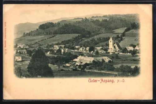 AK Unter-Aspang /N.-Ö., Panorama mit Kirche und Häusern