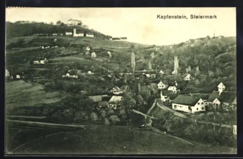 AK Kapfenstein /Steiermark, Panorama mit Burg und Kirche