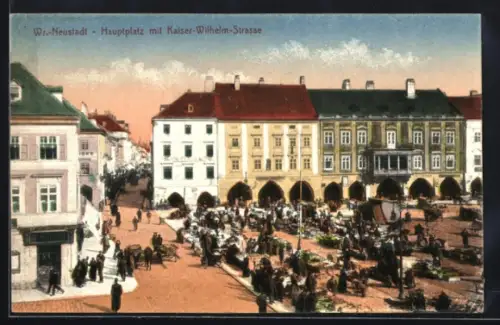 AK Wr. Neustadt, Hauptplatz mit Kaiser-Wilhelm-Strasse
