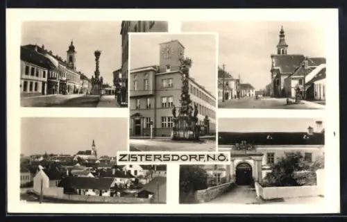 AK Zistersdorf /N.Ö., Hauptplatz, Strassenzug, Kirchenpartie