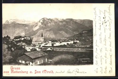 AK Rattenberg a. Inn, Panorama mit Schloss und Kirche