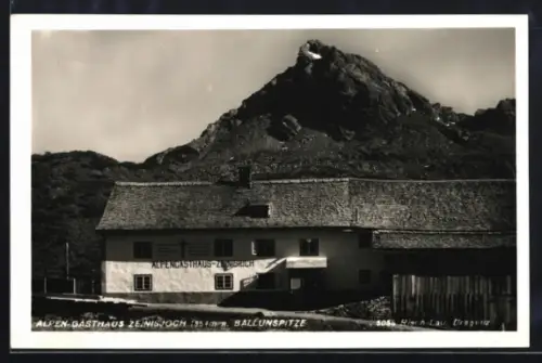 AK Galtür, Alpen-Gasthaus Zeinisjoch mit Ballunspitze