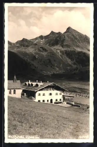 AK Kühtai, Berghotel mit Kirche und Bergpanorama