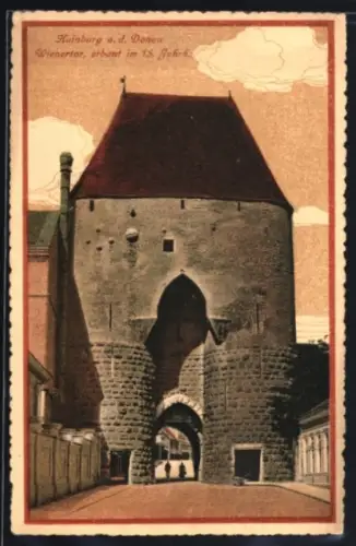 Künstler-AK Hainburg a. d. Donau, Wienertor