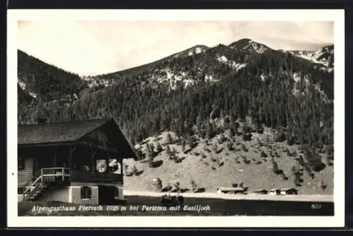 AK Pertisau, Alpengasthaus Pletzach mit Bergpanorama
