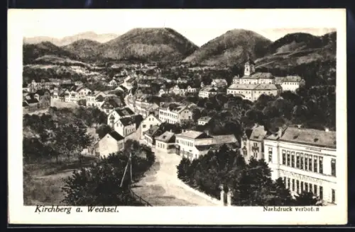 AK Kirchberg a. Wechsel, Panorama mit Kirche und Ort