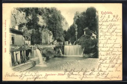 AK Kufstein, Sparcherer-Mühle mit Wasserfall und Brücke