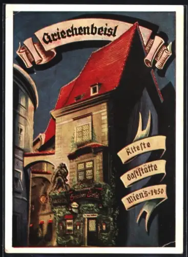 Künstler-AK Wien, Restaurant Griechenbeisl, Fleischmarkt 11