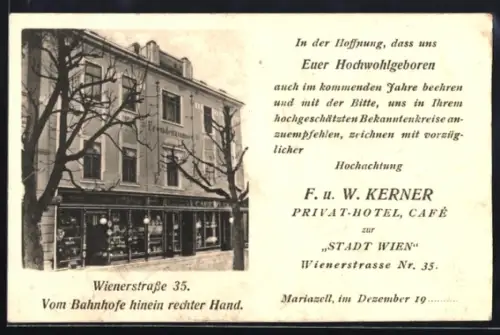 AK Mariazell, Privat-Hotel und Café Stadt Wien, Wienerstrasse 35