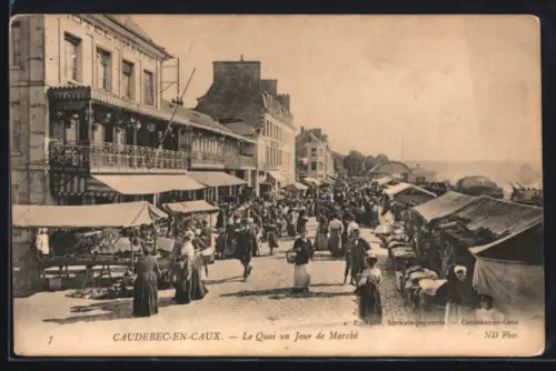 AK Caudebec-en-Caux, Le Quai un Jour de Marché