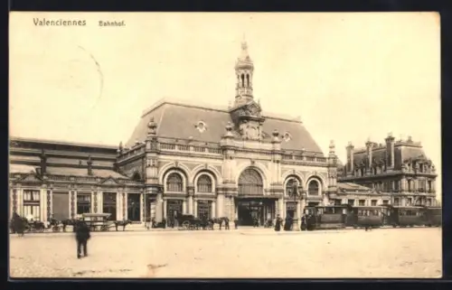 AK Valenciennes, Bahnhof mit Strassenbahn