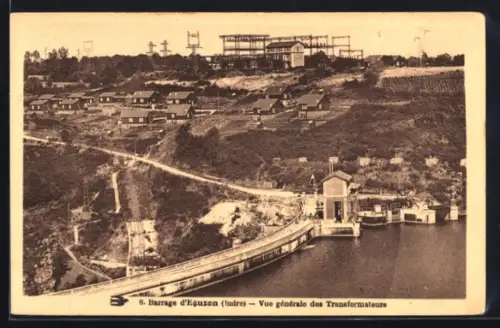 AK Éguzon /Indre, Vue générale des Transformateurs au barrage